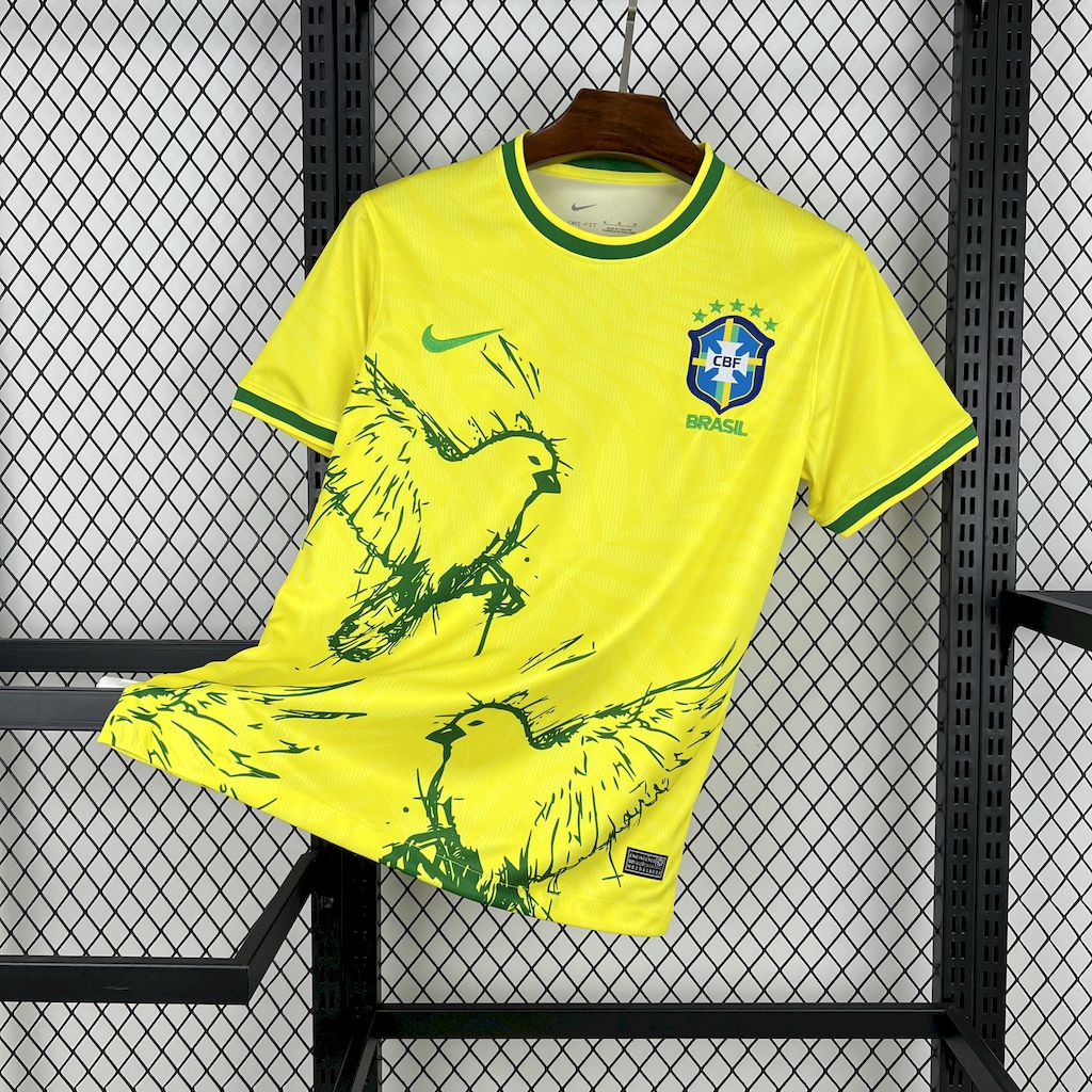 Maillot de foot brésil concept colombe jaune